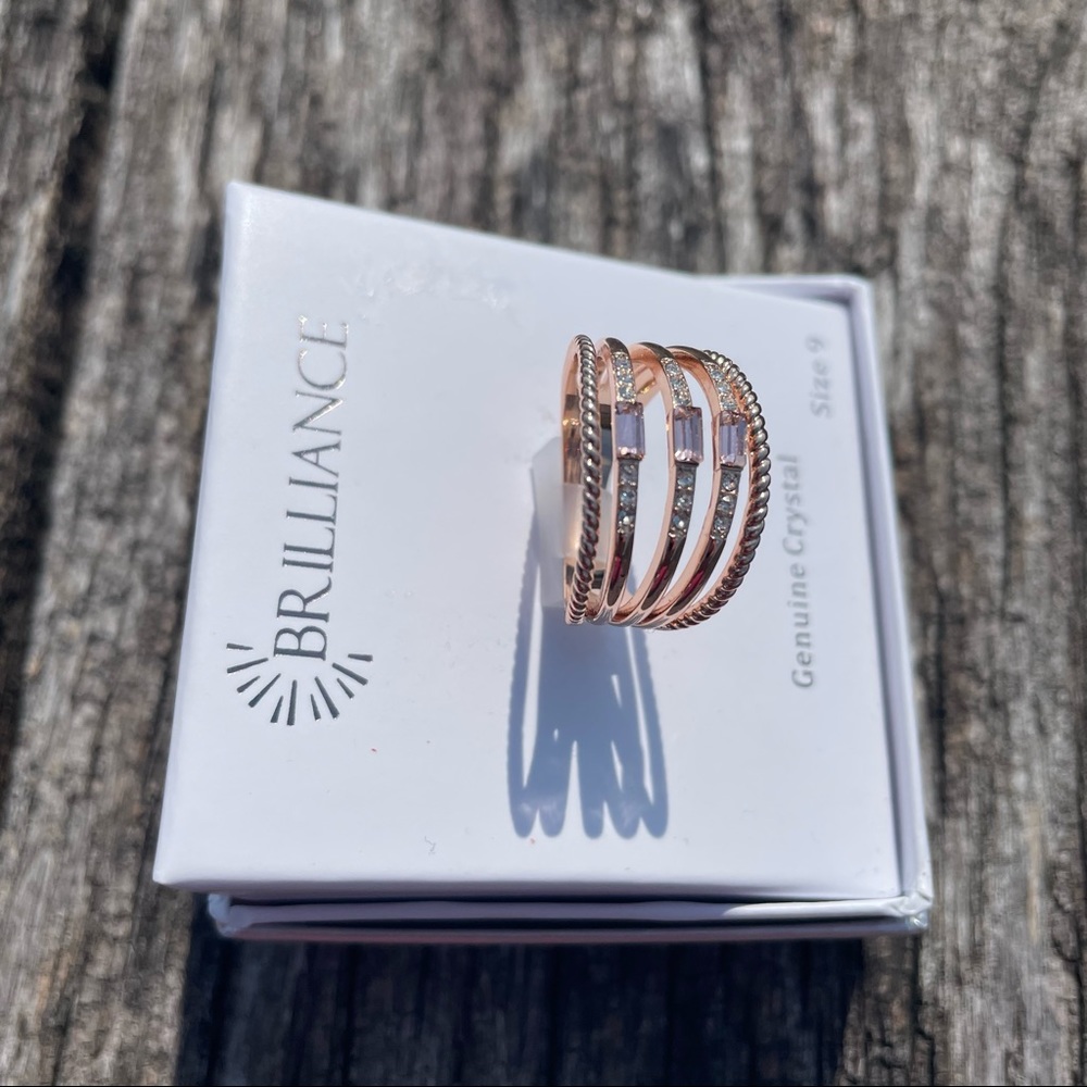 7, 8, 9 NWT brilliant genuine crystal rose gold plated ring - Picture 4 of 12